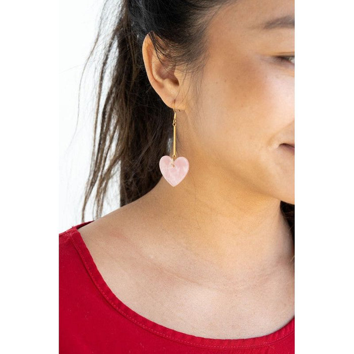 Mina Heart Earrings - Pink