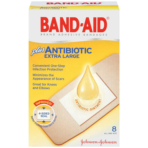 Band-Aid Brand Band-Aid Brand Antibiotic Extra Large – 8 Count First Aid Misty Rose