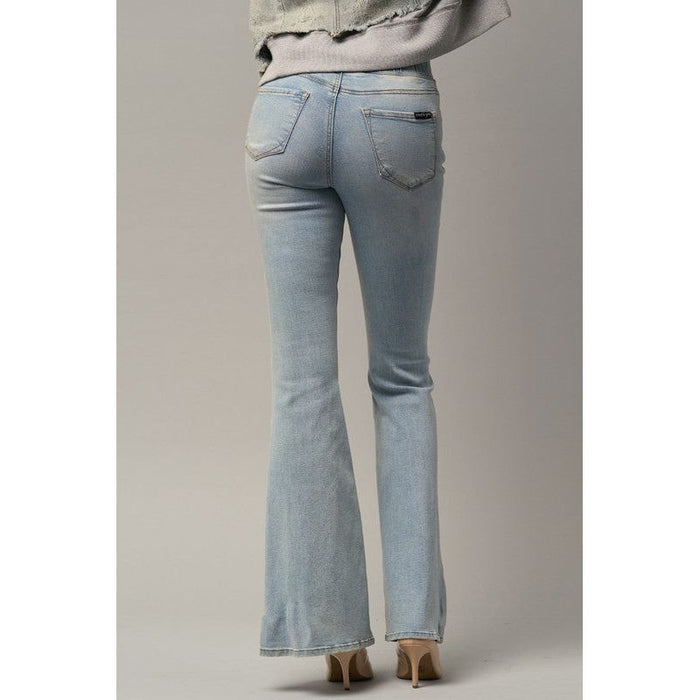 Elastic Banded Wide Flare Jeans