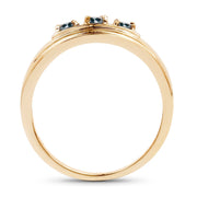 Bids.com 14K Yellow Gold Plated 0.33 Carat Genuine Blue Diamond .925 Sterling Silver Ring Rings