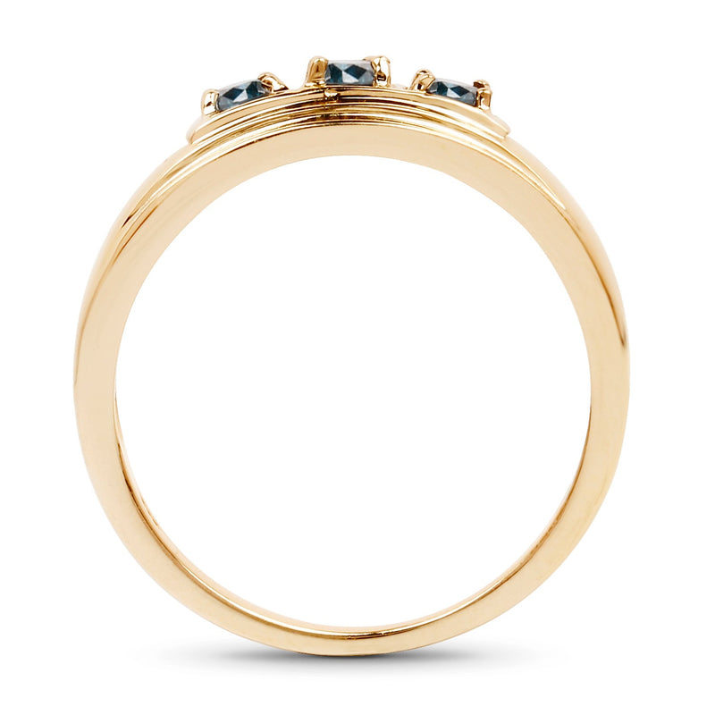 Bids.com 14K Yellow Gold Plated 0.33 Carat Genuine Blue Diamond .925 Sterling Silver Ring Rings