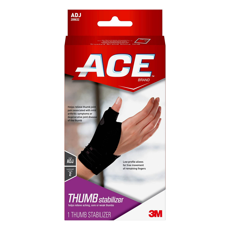 ACE ACE Brand Deluxe Thumb Stabilizer, Adjustable, Black Supports & Braces White Smoke