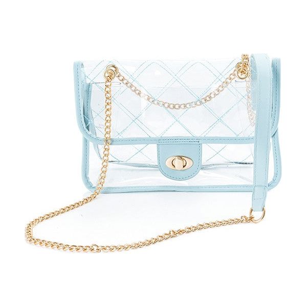 TRENDY  HIGH QUALITY QUILTED CLEAR PVC BAG