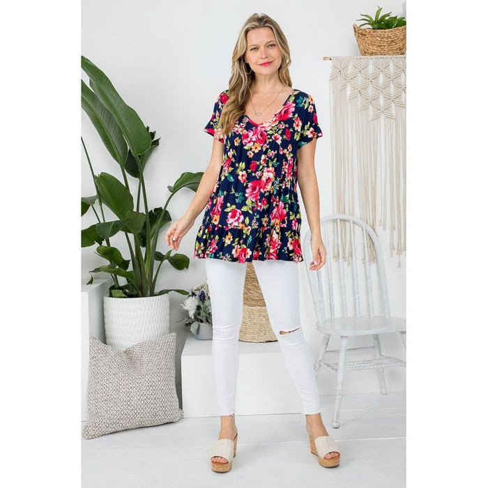 Plus Allover Floral Babydoll Top