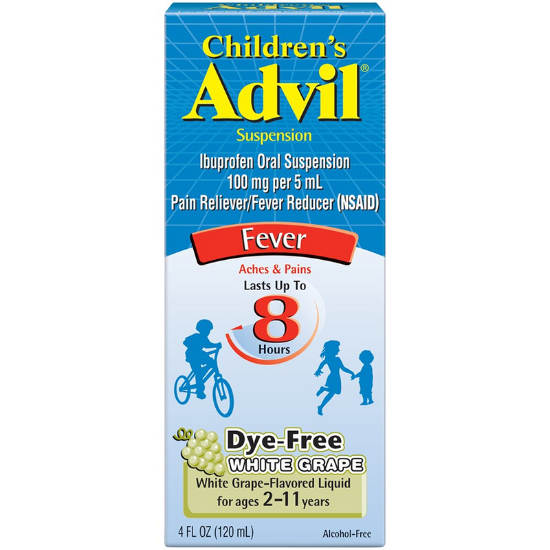 Advil Advil Children’s Pain Reliever/ Fever Reducer  Liquid Dye-Free White Grape 4Oz Health & Beauty