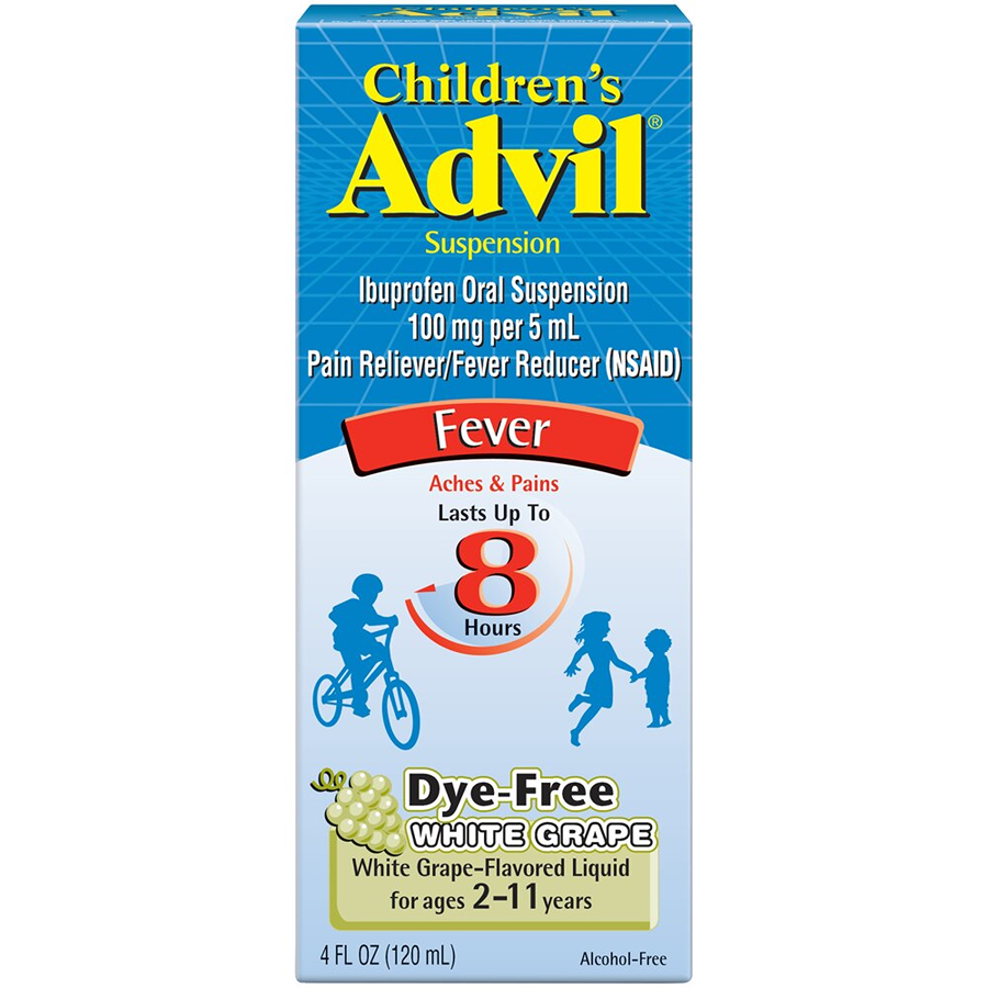 Advil Children’s Pain Reliever/ Fever Reducer Liquid Dye-Free White Gr ...