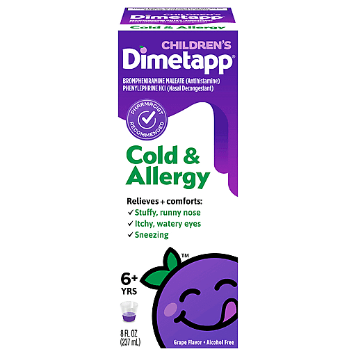 Dimetapp Dimetapp Cold & Allergy, Grape Flavor, Alcohol Free 8 Fl Oz Medicine Cabinets