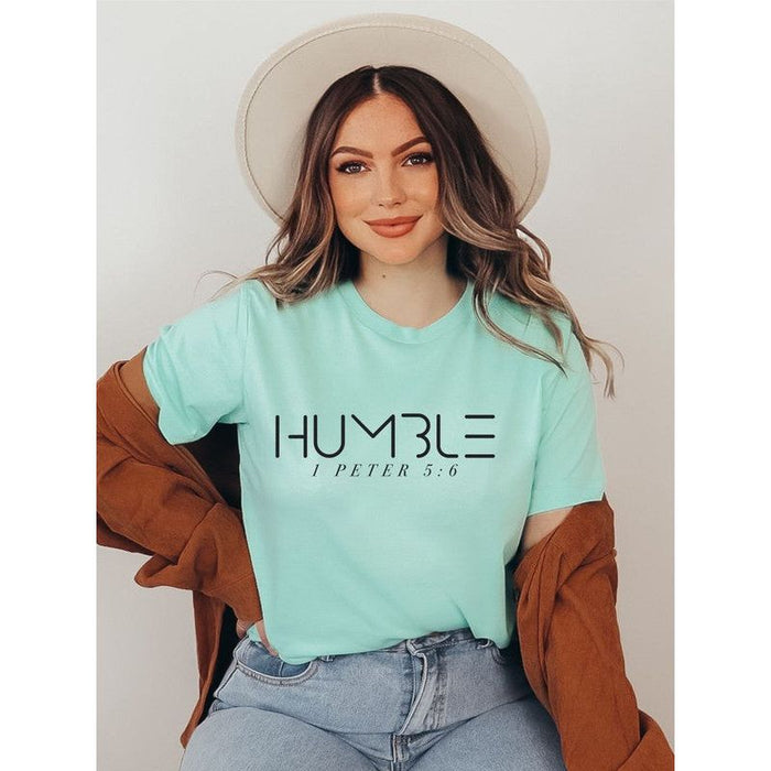 Humble 1 Peter 5:6  Short Sleeve Crew Neck Tee