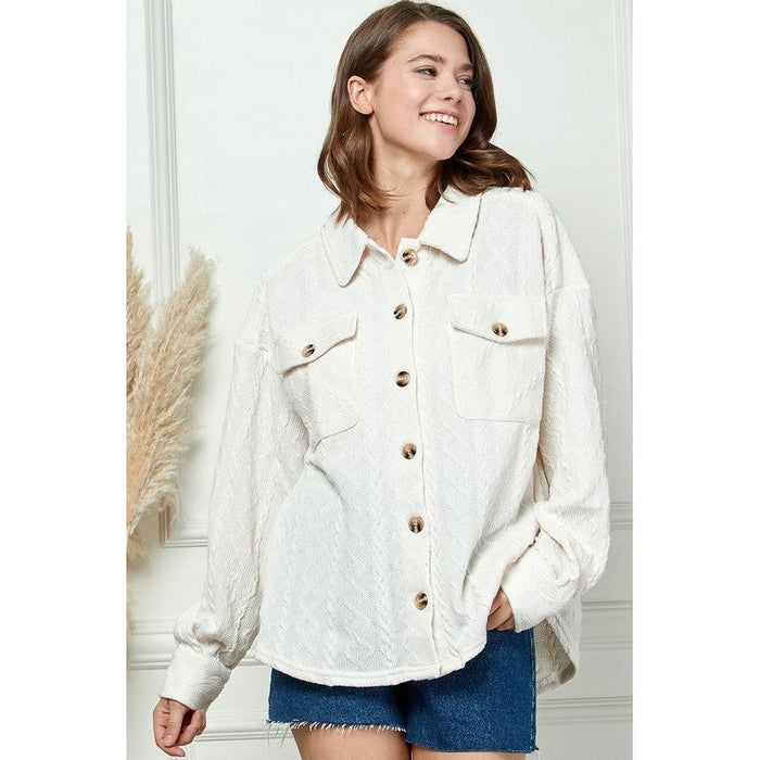 Cable Knit Button Down Shacket