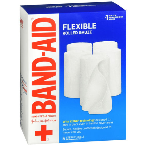 Band-Aid Band-Aid Brand Flexible Rolled Gauze – 5 Rolls First Aid