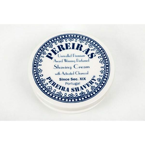 Pereira Shavery Shaving Soap with Activated Charcoal in Ceramic Dish With Citrus Aromatherapy