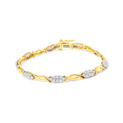 Bids.com 10K Yellow Gold 1.00 Cttw Round-Cut Diamond Spiral Link 7" Bracelet (H-I Color, I2-I3 Clarity) Bracelets