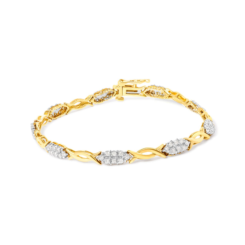 Bids.com 10K Yellow Gold 1.00 Cttw Round-Cut Diamond Spiral Link 7" Bracelet (H-I Color, I2-I3 Clarity) Bracelets