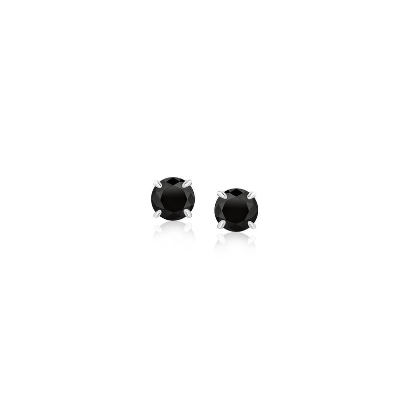 Bids.com 14k White Gold Stud Earrings with Black 4mm Cubic Zirconia Earrings