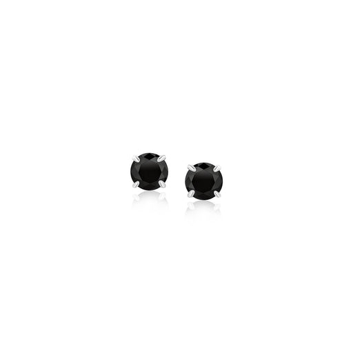 Bids.com 14k White Gold Stud Earrings with Black 4mm Cubic Zirconia Earrings