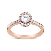 Bids.com 18K Rose Gold 1/2 Cttw Composite Marquise Composite Diamond Oval Shaped Halo Engagement Ring (F-G Color, VS1-VS2 Clarity) - Ring Size 7 Rings