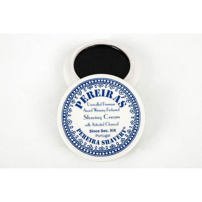 Pereira Shavery Shaving Soap with Activated Charcoal in Ceramic Dish With Citrus Aromatherapy