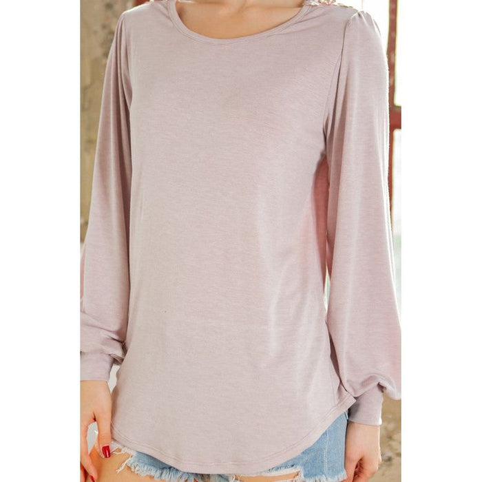 Back Patch Bell Sleeve Jersey Top-Poly/Span