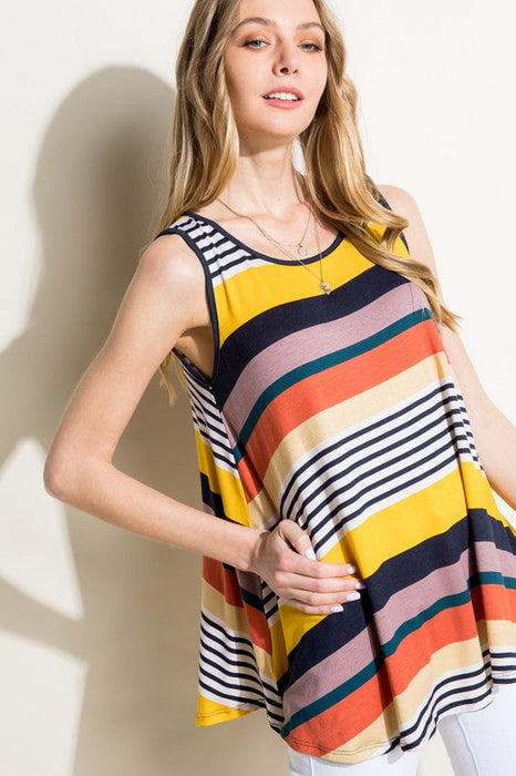 Multi Stripe Jersey Tank Top