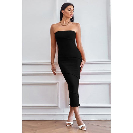 By Claude Sexy Black Maxi Fashion Party Dress