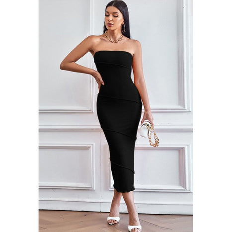 By Claude Sexy Black Maxi Fashion Party Dress