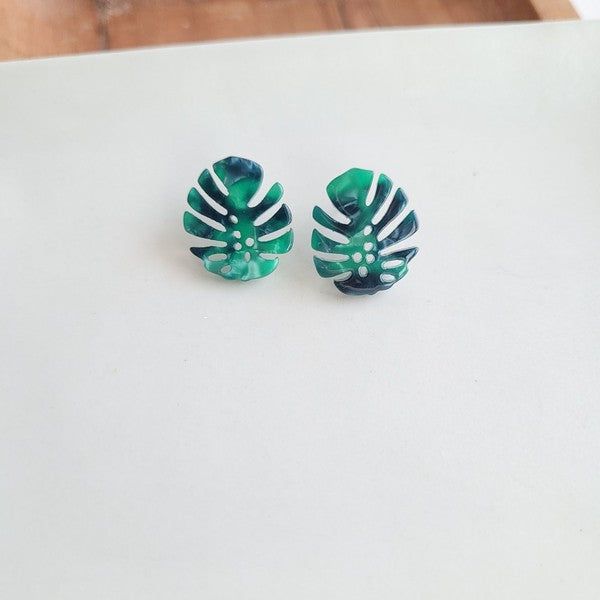 Monstera Leaf Studs