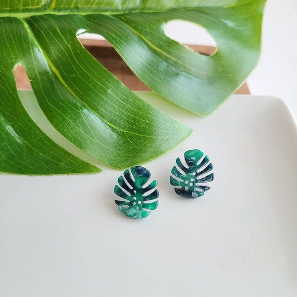 Monstera Leaf Studs