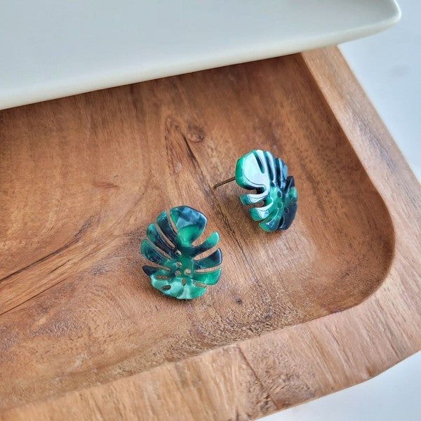 Monstera Leaf Studs