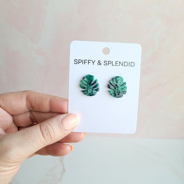 Monstera Leaf Studs