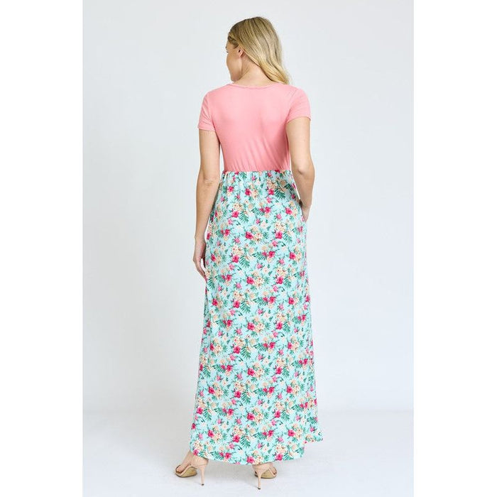 Short Sleeve Floral Maxi Dress