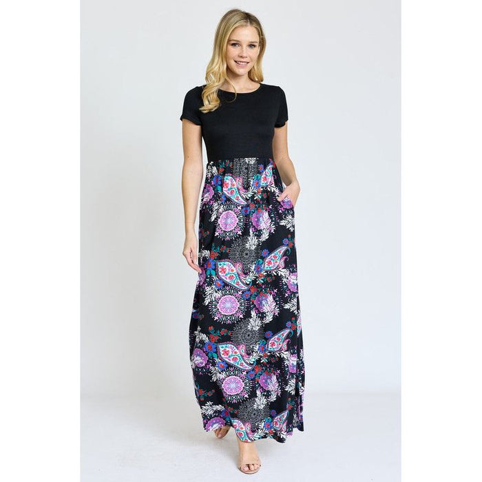 Short Sleeve Floral Maxi Dress