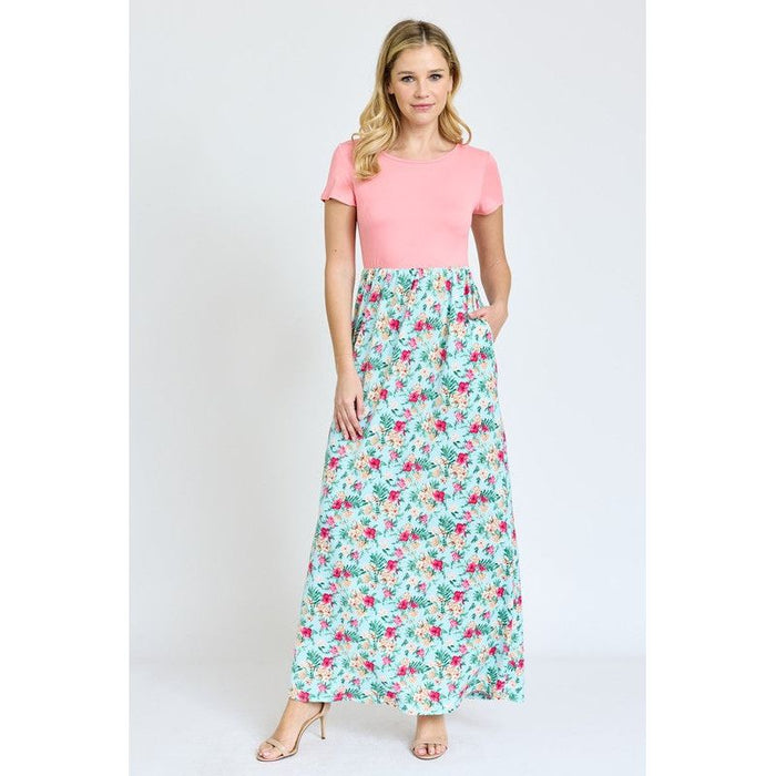 Short Sleeve Floral Maxi Dress