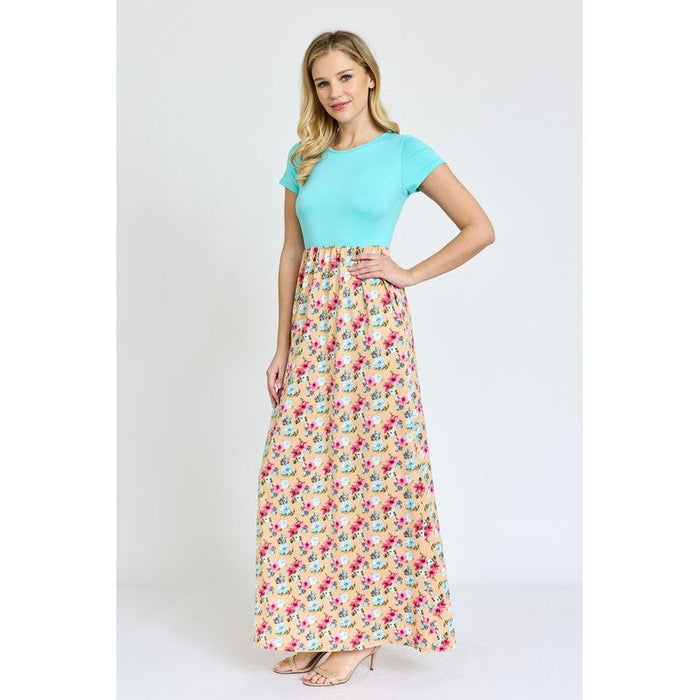 Short Sleeve Floral Maxi Dress