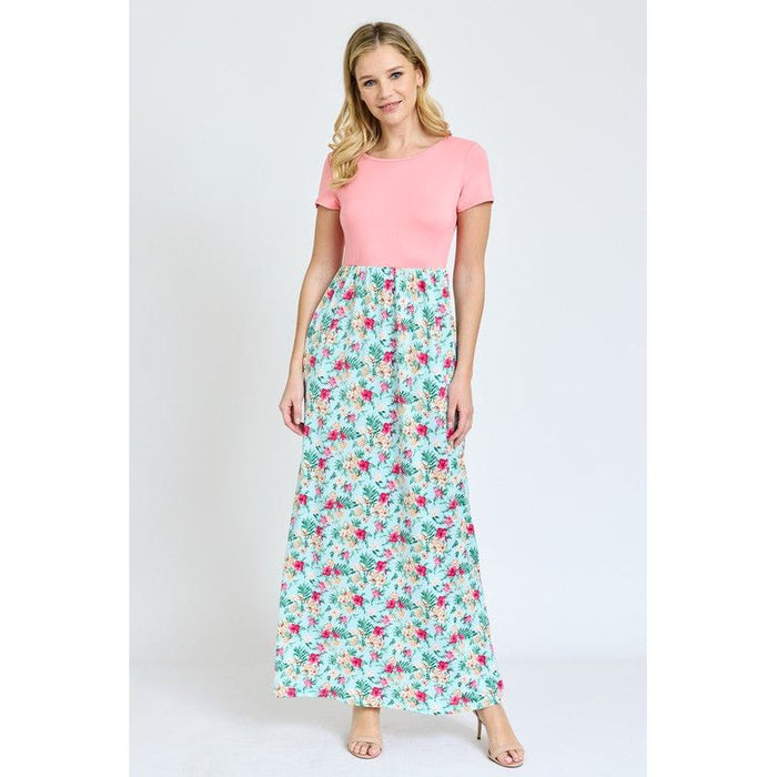 Short Sleeve Floral Maxi Dress