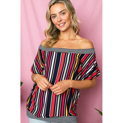 Multi Stripe Off Shoulder Top