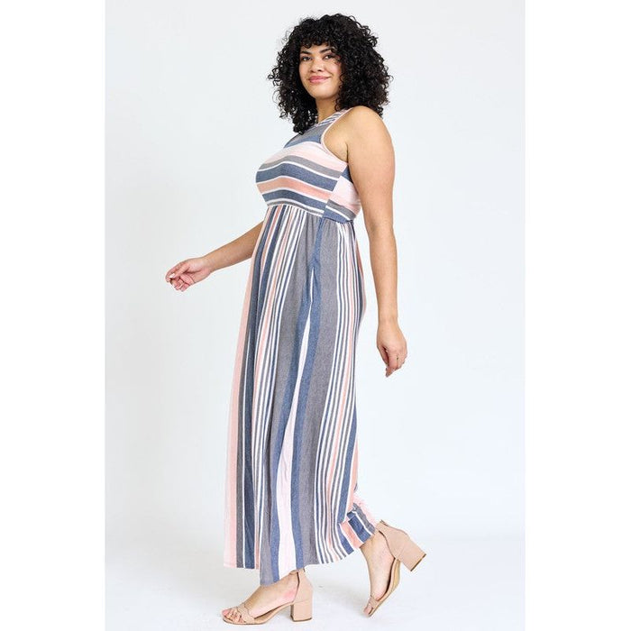 Plus Vintage Stripe Maxi Dress