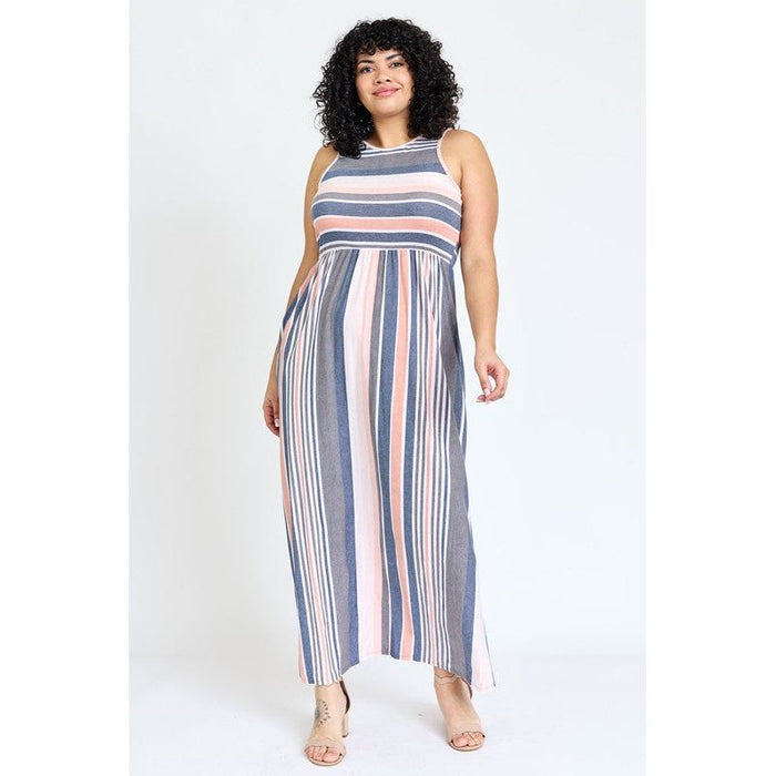 Plus Vintage Stripe Maxi Dress