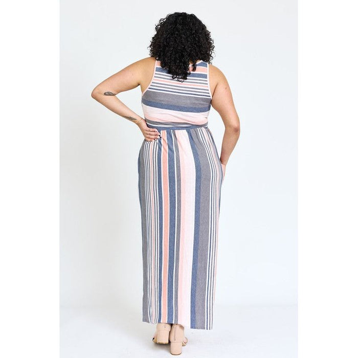 Plus Vintage Stripe Maxi Dress