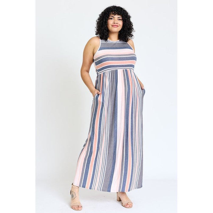 Plus Vintage Stripe Maxi Dress