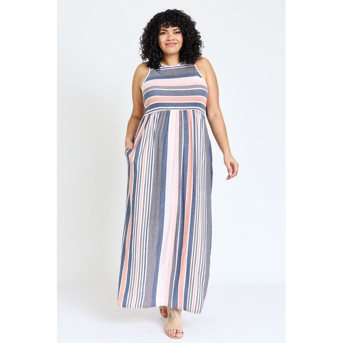 Plus Vintage Stripe Maxi Dress