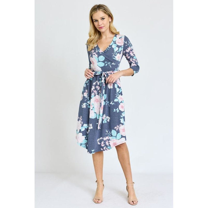 Surplice Sash Midi Dress