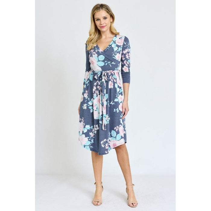 Surplice Sash Midi Dress