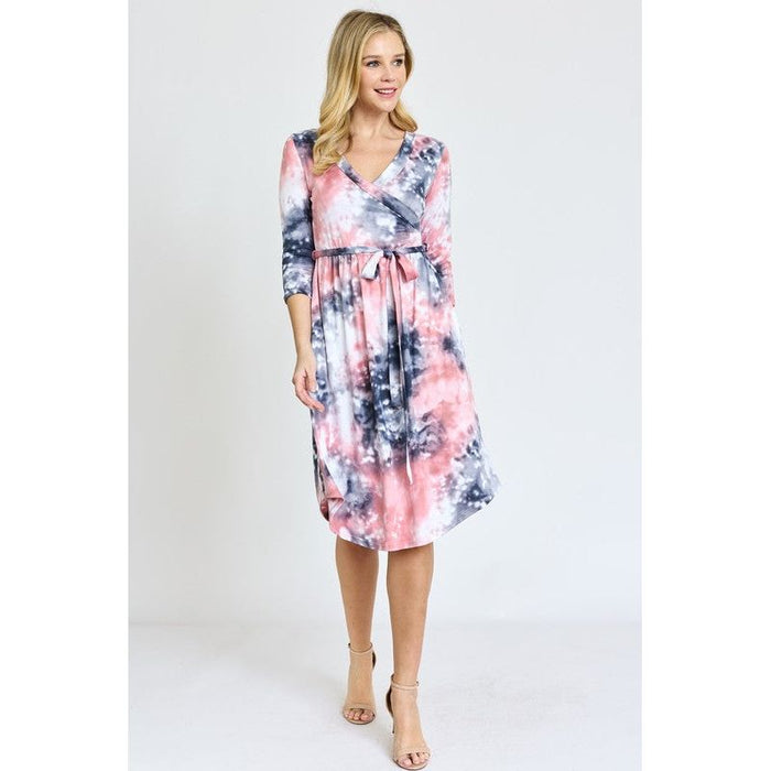 Surplice Sash Midi Dress