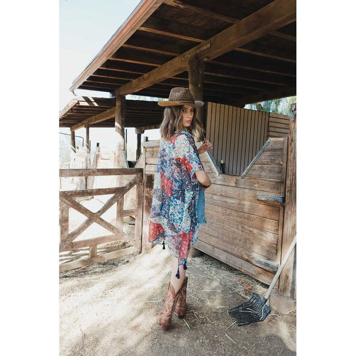 Allover Floral Print Kimono