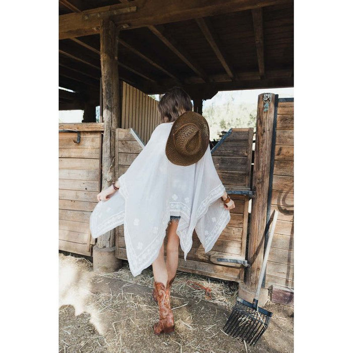 Floral Embroidered Sleeves Kimono