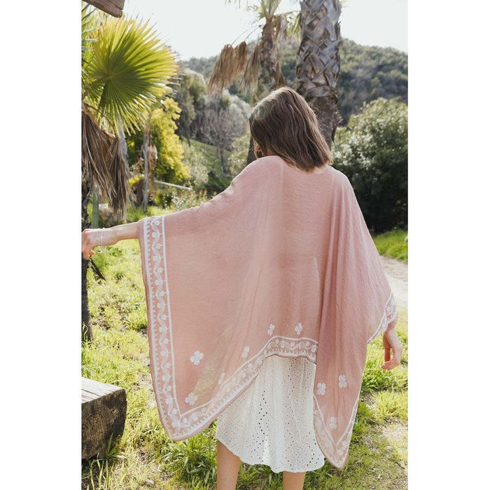 Floral Embroidered Sleeves Kimono