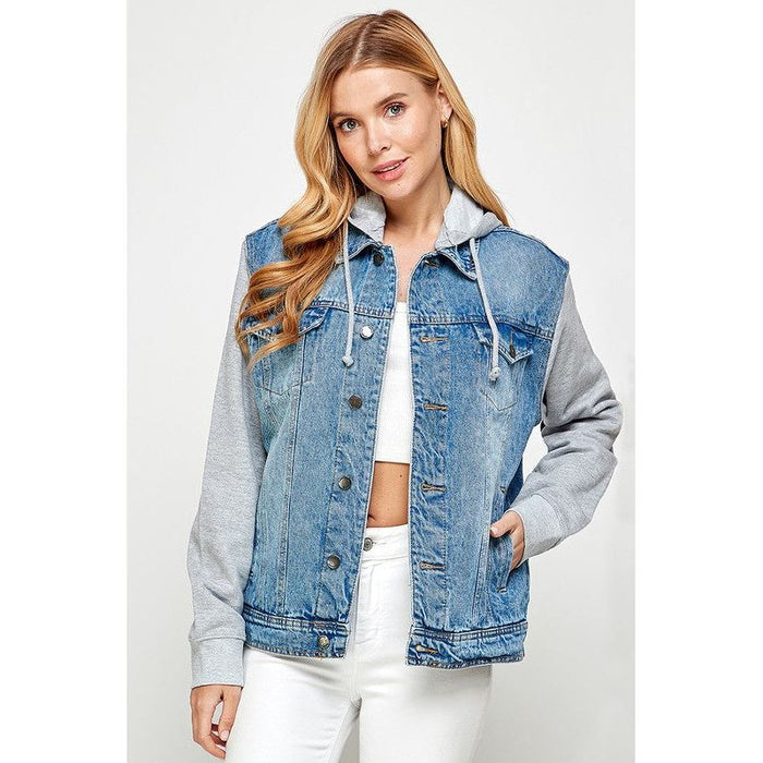 Women's Denim  Jacket with Fleece Hoodies