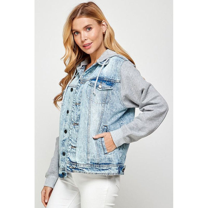 Women's Denim  Jacket with Fleece Hoodies