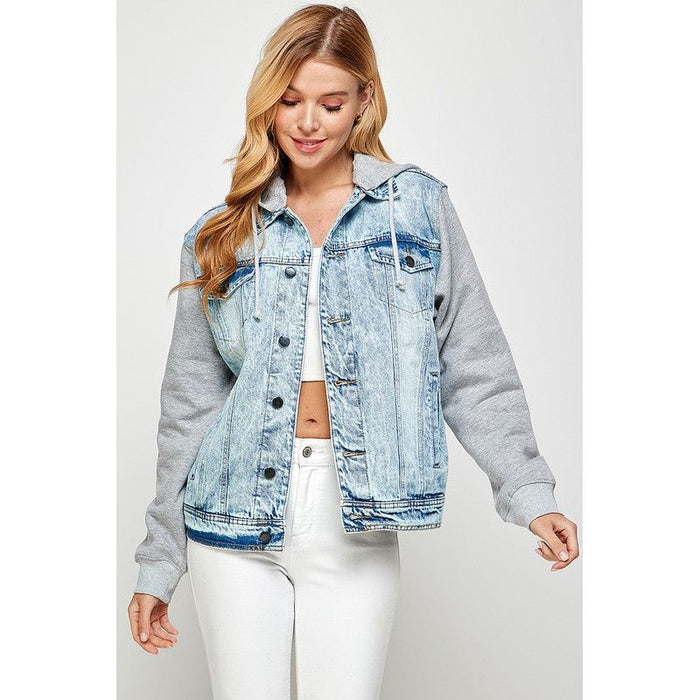 Women's Denim  Jacket with Fleece Hoodies