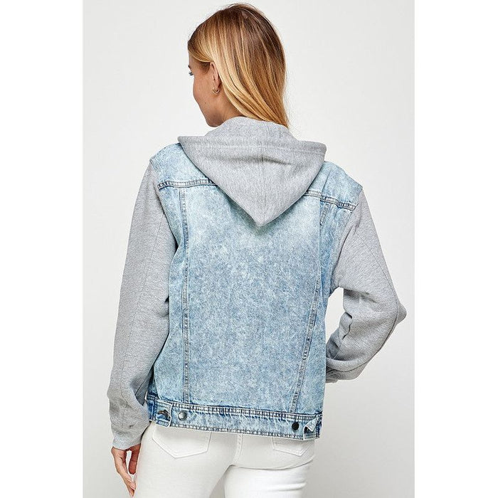 Women's Denim  Jacket with Fleece Hoodies